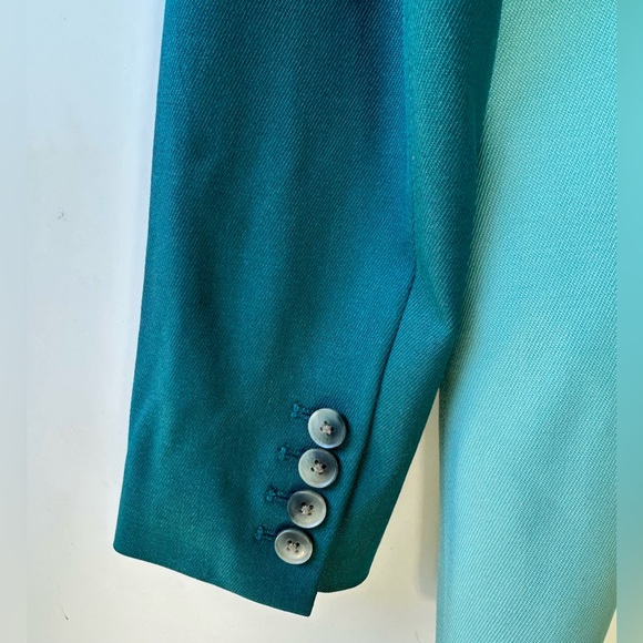 EUC Argent Colorblocked Single Button Blazer Wool Green/Blue Jacket, size 8 - Picture 12 of 15